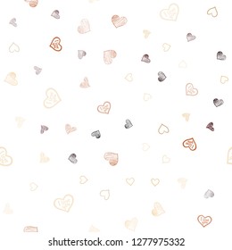 Dark Orange vector seamless template with doodle hearts. Hearts on blurred abstract background with colorful gradient. Beautiful design for your business advert of anniversary.