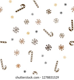 Dark Orange vector seamless template with sweet christmas sticks.