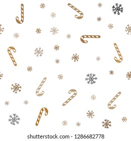 Dark Orange vector seamless template with sweet christmas sticks.