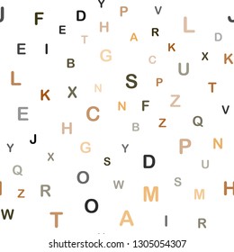 Dark Orange vector seamless template with isolated letters. Shining colorful illustration with isolated letters. Pattern for design of fabric, wallpapers.