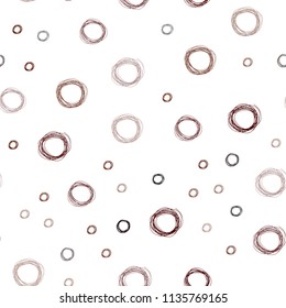 Dark Orange vector seamless texture with disks. Abstract illustration with colored bubbles in nature style. Pattern can be used for futuristic ad, booklets.