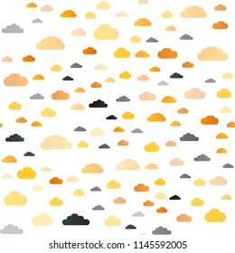 Dark Orange vector seamless texture with cloudy sky. Beautiful illustration with colorful sky, clouds. Trendy design for wallpaper, fabric makers.