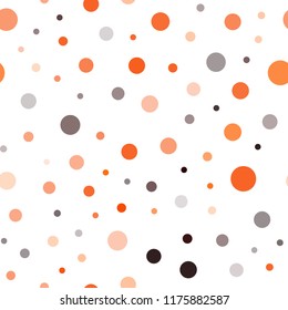 Dark Orange vector seamless texture with disks. Glitter abstract illustration with blurred drops of rain. Pattern for design of fabric, wallpapers.