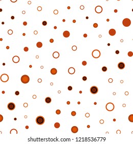 Dark Orange vector seamless texture with disks. Abstract illustration with colored bubbles in nature style. Design for textile, fabric, wallpapers.
