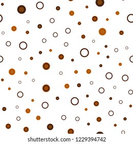 Dark Orange vector seamless texture with disks. Glitter abstract illustration with blurred drops of rain. Trendy design for wallpaper, fabric makers.