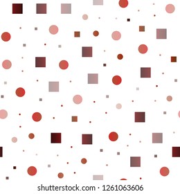 Dark Orange vector seamless texture with disks, rectangles. Colorful illustration with circles, squares in nature style. Trendy design for wallpaper, fabric makers.
