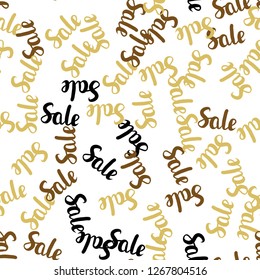 Dark Orange vector seamless texture with selling prices 70, 90 %. Shining colorful illustration with isolated selling prices. Pattern for ads, posters, banners of sales.