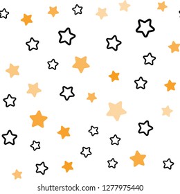 Dark Orange vector seamless texture with beautiful stars. Stars on blurred abstract background with gradient. Pattern for design of fabric, wallpapers.