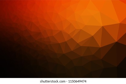 Dark Orange vector shining hexagonal background. A sample with polygonal shapes. Triangular pattern for your business design.