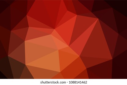 Dark Orange vector shining triangular backdrop. Triangular geometric sample with gradient.  A completely new template for your business design.