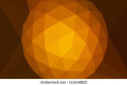 Dark Orange vector shining triangular layout with a gem in a centre. Illustration in abstract style with triangles. Triangular pattern for your design.