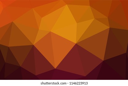 Dark Orange vector shining triangular cover. A sample with polygonal shapes. New template for your brand book.
