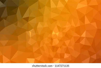 Dark Orange vector shining triangular cover. Triangular geometric sample with gradient.  Polygonal design for your web site.