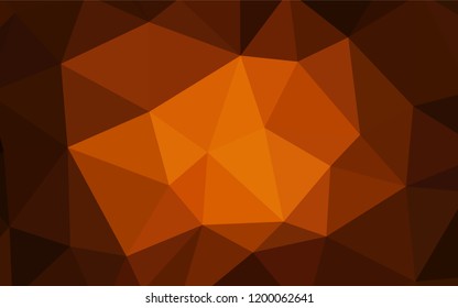 Dark Orange vector shining triangular cover. Geometric illustration in Origami style with gradient.  Brand new style for your business design.