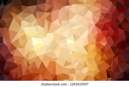 Dark Orange vector shining triangular backdrop. Geometric illustration in Origami style with gradient.  Textured pattern for your backgrounds.