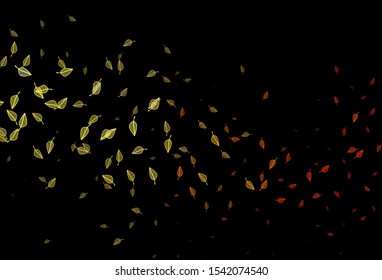Dark Orange vector sketch cover. An elegant bright illustration with leaves in Natural style. Completely new design for your business.