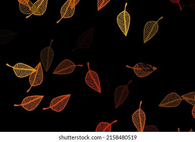 Textura de dibujo vectorial de color naranja oscuro. Doodles esquemáticos con hojas de gradiente coloridas. Patrón para el libro de marcas.