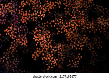 Dark Orange vector template with artificial intelligence structure. Colored AI structure with gradient lines and dots. Template for ads of intellect, innovations.