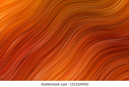 Dark Orange vector template with bent lines. Shining illustration, which consist of blurred lines, circles. The template for cell phone backgrounds.