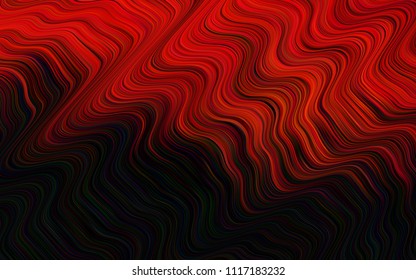 Dark Orange vector template with bent lines. A sample with blurred bubble shapes. Marble style for your business design.