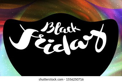Dark Orange vector template with a black hole, space. Colorful black hole with shining night sky stars. Black Friday design for ads, commercials.