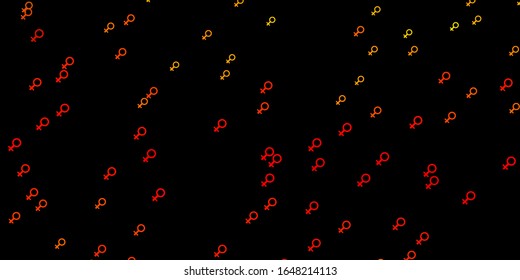 Dark Orange vector template with businesswoman signs. Colorful feminism symbols with a gradient in modern style. Elegant design for wallpapers.