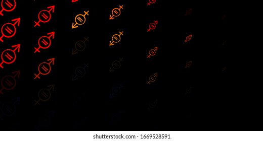 Dark Orange vector template with businesswoman signs. Colorful illustration with gradient feminism shapes. Background for International Women’s Day.