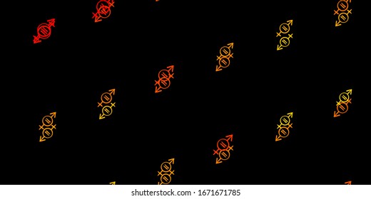 Dark Orange vector template with businesswoman signs. Simple design in abstract style with women’s rights activism. Background for International Women’s Day.
