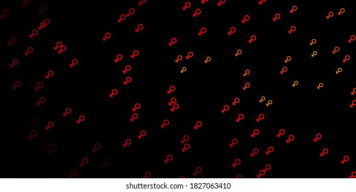 Dark Orange vector template with businesswoman signs. Colorful illustration with gradient feminism shapes. Elegant design for wallpapers.