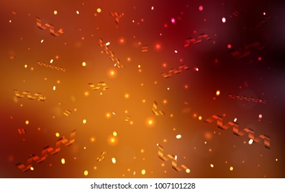 Dark Orange vector template with carnival confetti. Modern geometrical abstract illustration with carnival ribbons. Beautiful design for your business advert of anniversary.