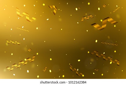 Dark Orange vector template with carnival confetti. Beautiful colored illustration with ribbon in celebration style. New design for ad, poster, banner of your Party.