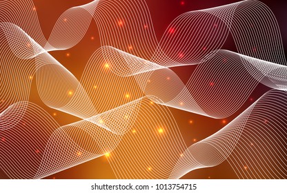 Dark Orange vector template with carnival confetti. Beautiful colored illustration with ribbon in celebration style. The pattern can be used for new year ad, booklets.