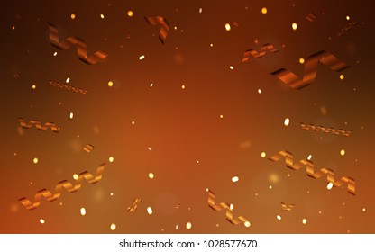 Dark Orange vector template with carnival confetti. Confetti on blurred abstract background with colorful gradient. The template can be used as a background for postcards.