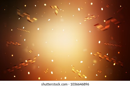Dark Orange vector template with carnival confetti. Beautiful colored illustration with ribbon in celebration style. Beautiful design for your business advert of anniversary.