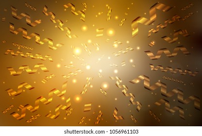 Dark Orange vector template with carnival confetti. Decorative shining illustration with ribbons on abstract template. The pattern can be used for birthday gifts, congratulations.
