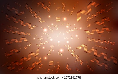 Dark Orange vector template with carnival confetti. Beautiful colored illustration with ribbon in celebration style. The pattern can be used for birthday gifts, congratulations.