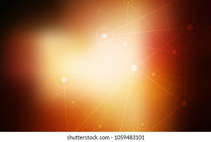 Dark Orange vector template with circles, triangles. Glitter abstract illustration with connection of triangle structure. Beautiful design for your business advert.