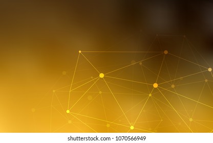 Dark Orange vector template with circles, triangles. Design with connection of dots and lines on colorful background. Pattern can be used for beautiful websites.