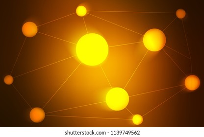 Dark Orange vector template with circles, triangles. Glitter abstract illustration with connection of triangle structure. Pattern can be used for ads, leaflets.