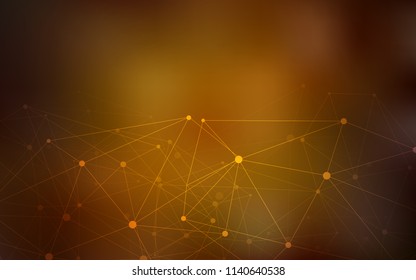 Dark Orange vector template with circles, triangles. Glitter abstract illustration with connection of triangle structure. Pattern can be used as texture of wallpapers.