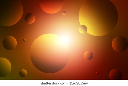 Dark Orange vector template with circles. Blurred bubbles on abstract background with colorful gradient. Pattern can be used for ads, leaflets.