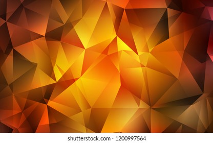 Dark Orange vector template with crystals, triangles. Triangles on abstract background with colorful gradient. Best design for your ad, poster, banner.
