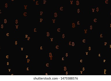 Dark Orange vector template with currency. Shining colored illustration with currency signs. Pattern for financial, investment websites.
