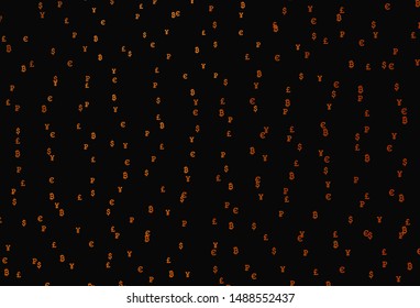 Dark Orange vector template with currency. Blurred design in simple style with symbols of currency. Design for business advert of economic, wealth.