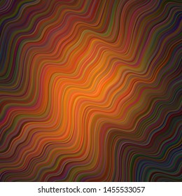 Dark Orange vector template with curved lines. Creative illustration in halftone style with gradient. A completely new template for your design.