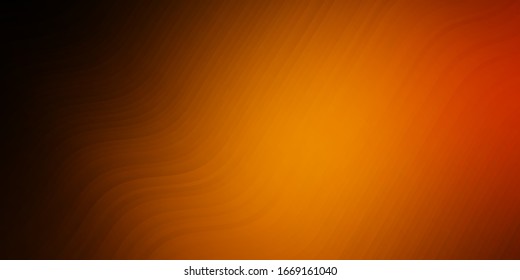 Plantilla vectorial de color naranja oscuro con líneas curvas. Ilustración abstracta con líneas de degradado de banda. Patrón para anuncios, anuncios.