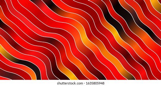 Dark Orange vector template with curves. Colorful illustration in circular style with lines. Pattern for ads, commercials.