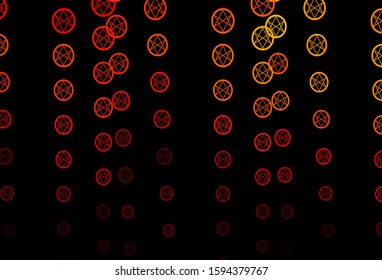 Dark Orange vector template with esoteric signs. Colorful vintage illustration with gradient alchemy shapes. Background for esoteric, mystic designs.