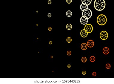 Dark Orange vector template with esoteric signs. Abstract illustration with gothic gradient shapes. Simple design for occult depiction.