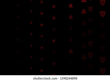 Dark Orange vector template with esoteric signs. Colorful vintage illustration with gradient alchemy shapes. Simple design for occult depiction.